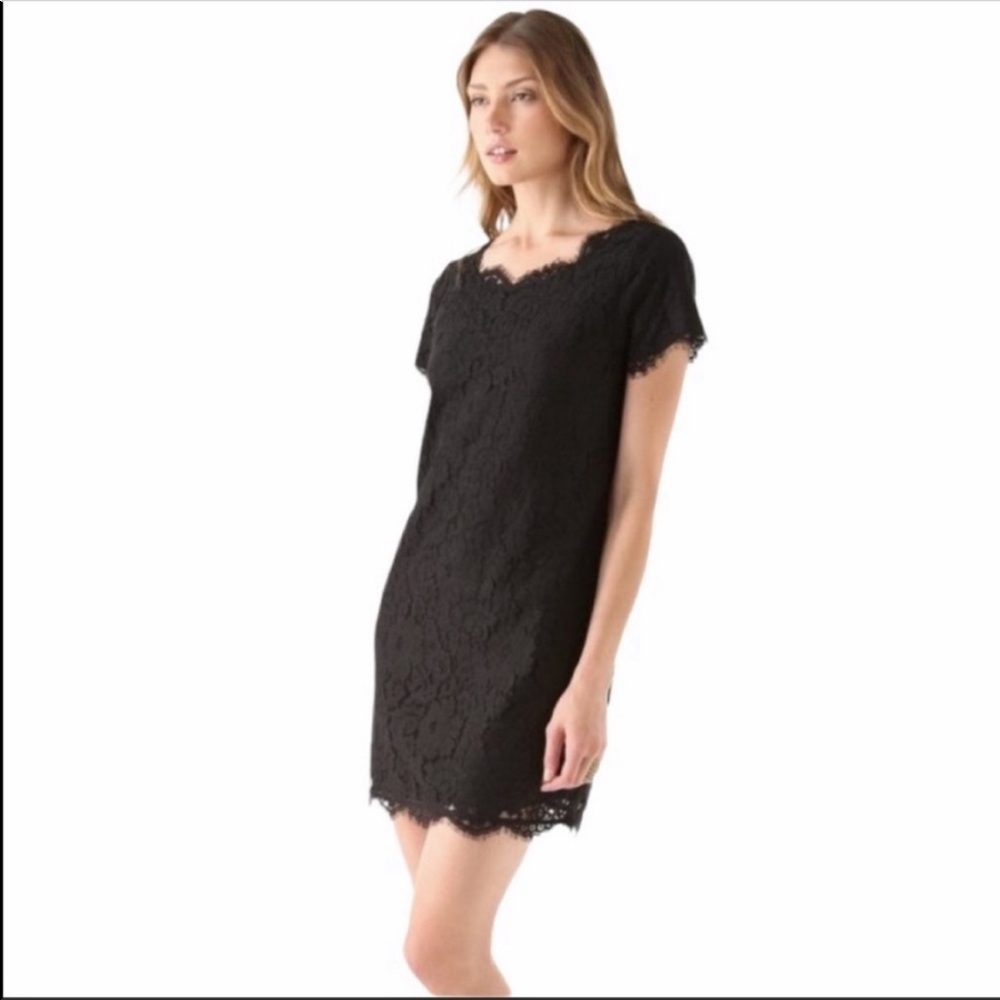 Joie Black Floral Lace Shift Dress